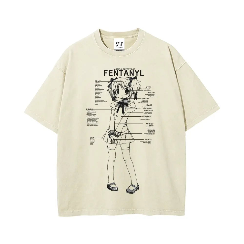 Madoka Magica Unisex Clothing Round Neck Washed T-Shirt Vintage Style Casual Oversized