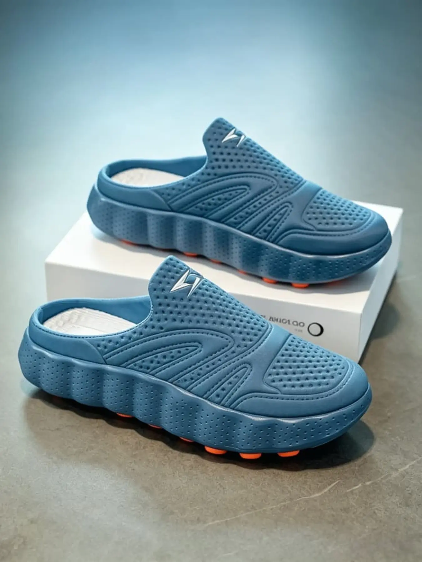 Men breathable mesh closed toe slide sneakers, perforated upper, layered wave arch support sole, functional slides for commute driving walking