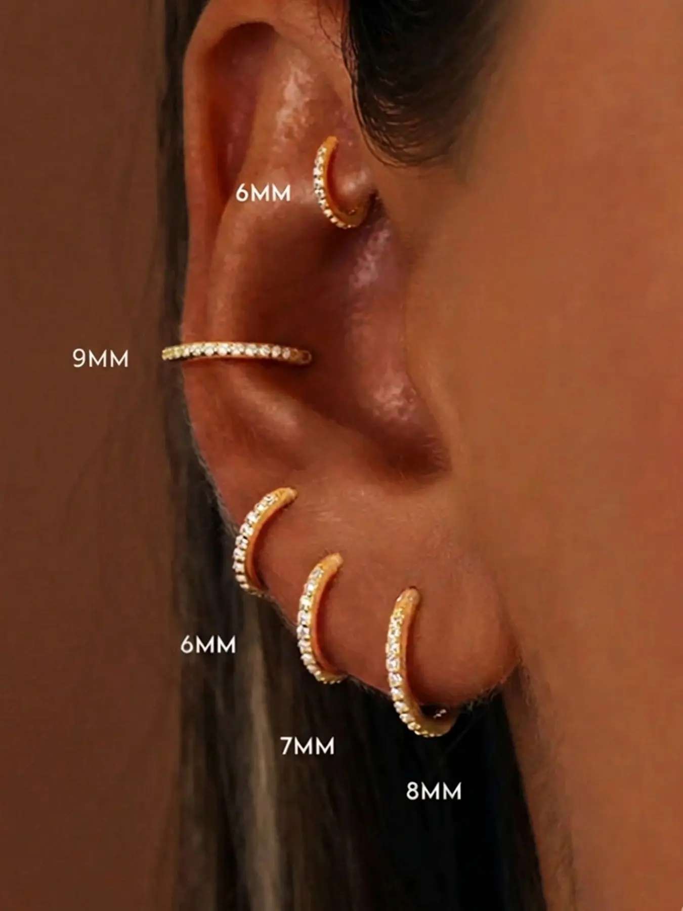 1pair 925 Sterling Silver Hoop Earrings, Hypoallergenic Earrings for Women Men Small Huggie Hoop Earrings for Multiple Piercing Lightweight Cartilage Helix Conch Hoop(6mm/7mm/8mm/9mm)