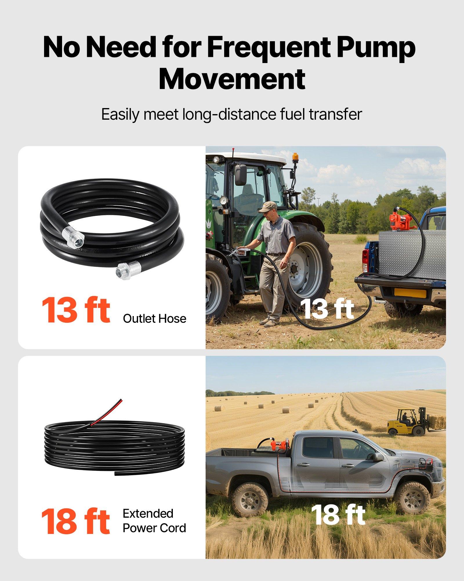 VEVOR Fuel Transfer Pump, 12V DC 20 GPM 1/4 HP Diesel Pump, Extractor Pumps with Manual Nozzle, Discharge Hose and Suction Pipe, for Gasoline, Diesel, Kerosene, Ethanol-Methanol Blends & Biodiesel VEVOR Fuel Transfer Pump, 12V DC 20 GPM 1/4 HP Diesel Pump, Extractor Pumps with Manual Nozzle, Discharge Hose and Suction Pipe, for Gasoline, Diesel, Kerosene, Ethanol-Methanol Blends & Biodiesel