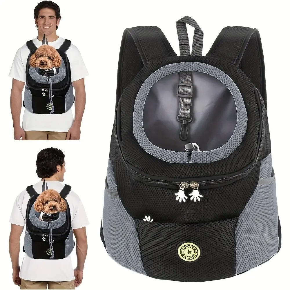 Breathable Mesh Dog Backpack with Adjustable Straps, Safety Belt, Side Pockets, Comfortable Pet Travel Bag, Puppy Carrier for Small Dogs and Cats, Outdoor Adventure