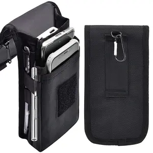8in 1pc Black Waist Bag With Convenient Buckle, Large Smartphone Holder, Multi-Purpose Tactical Cell Phone Case, Outdoor Sports Fanny Bag Hiking Fanny Pack For Work, Hiking, Camping, Barbecue, Bum Bag Waist Packs, Portable Waist Bag