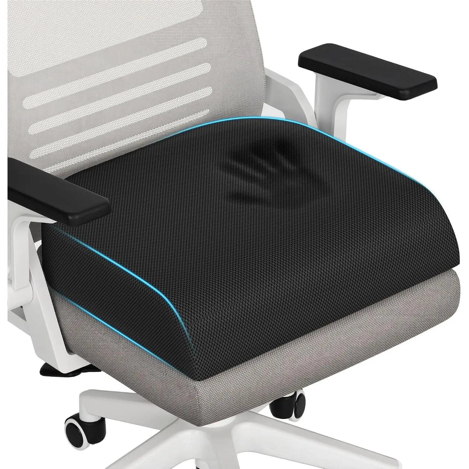 XLarge Seat Cushion,Soft Foam Cushion for Long Sitting Hours on Office Chair, Home & Car, Non-Slip Chair Pad for Relieving Back & Sciatica & Hip & Coccyx Pain (Black)