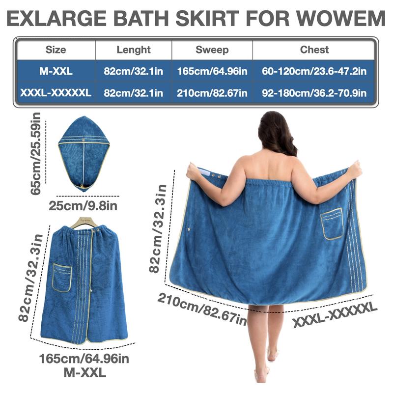 2pcs Luxury Coral Velvet bath towel wrap Set - 300GSM Embroidered Bath Wrap & Shower Cap (M-XXXXL), Ultra Soft & Quick-Dry with Modest Coverage Design - Hotel Grade for Women's Home & Travel Essentials, Large Bath Towels