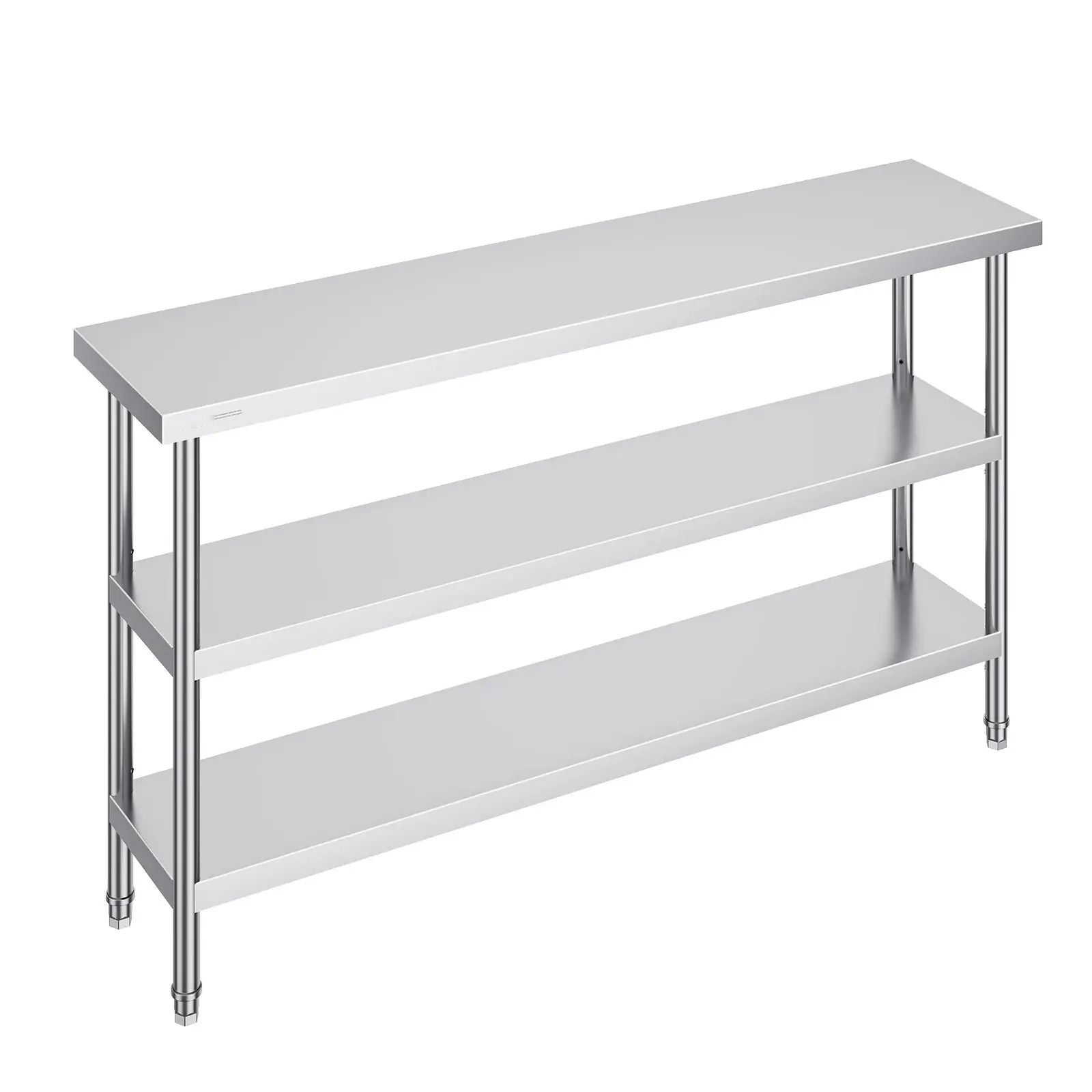 Heavy Duty Rectangular Stainless Steel Food Prep Table - 14x60x34in Single Unit Commercial Kitchen Work Table with 2 Adjustable Undershelves (Heavy Duty Shelves), Easy-Clean, Easy Setup for Restaurant, Home Use