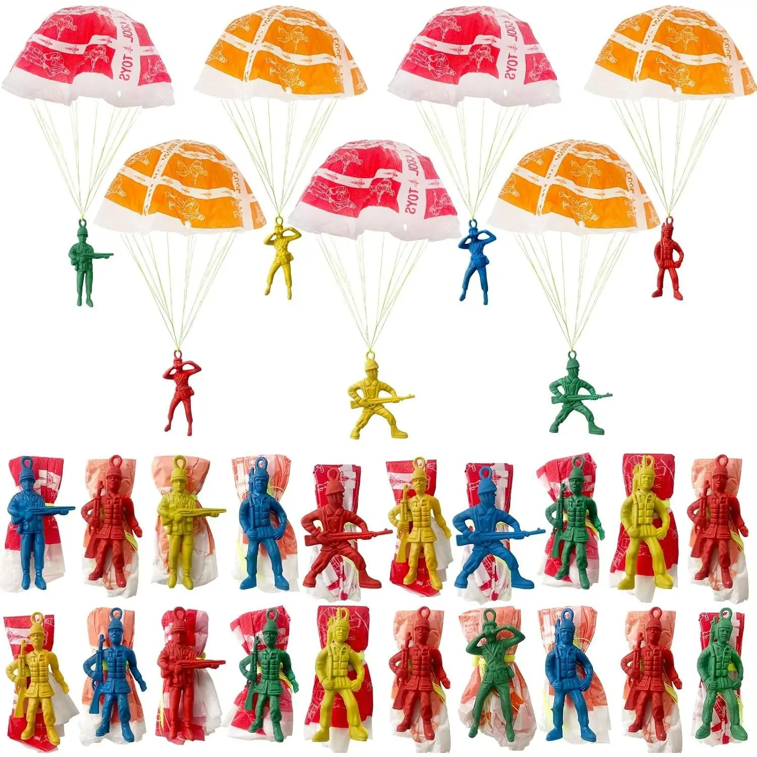 50 PCS Parachute Toy,Mini Paratroopers Army Parachute Flying Throwing Outside Toys,Tangle Free Throwing Toy Parachute for Toddlers,Party Favors
