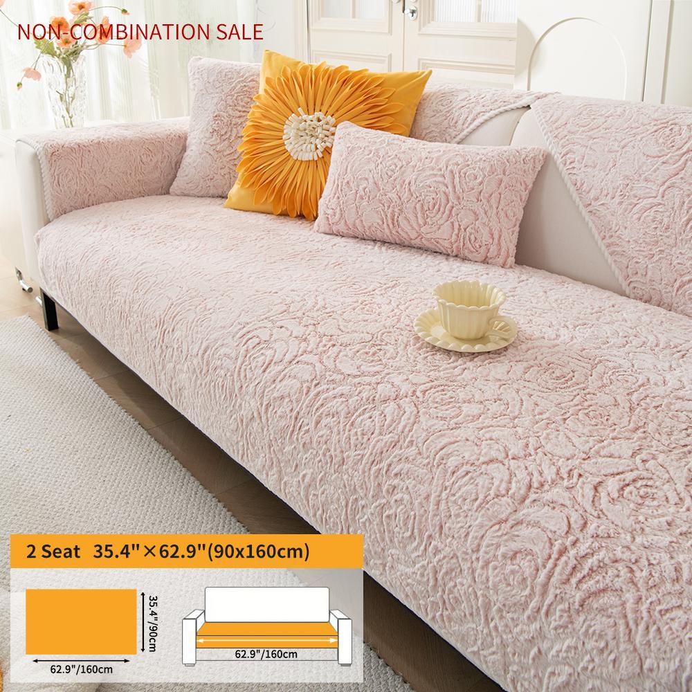 Solid Color Rose Pattern Sofa Cover, Elastic Sofa Slipcover, Couch Slipcover, 1 Count Soft Comfortable Sofa Cushion Cover, Non-slip Sofa Seat Cover, Sofa Protector for Home Living Room