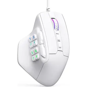 Wi Gaming , MMO Gaming  12400DPI, 15 Macro Programable Buttons,  RGB Wi  with 10 Side Buttons,  Grip, Compatible for MMO/FPS/MOBA