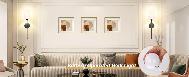 Wall Sconces Set of 2, Rechargeable Sconces Wall Decor with Remote, Sconce Wall Lighting Wireless, Wall Lamps no Wiring for Bedroom, RGB Dimmable Wall Lights for Living Room