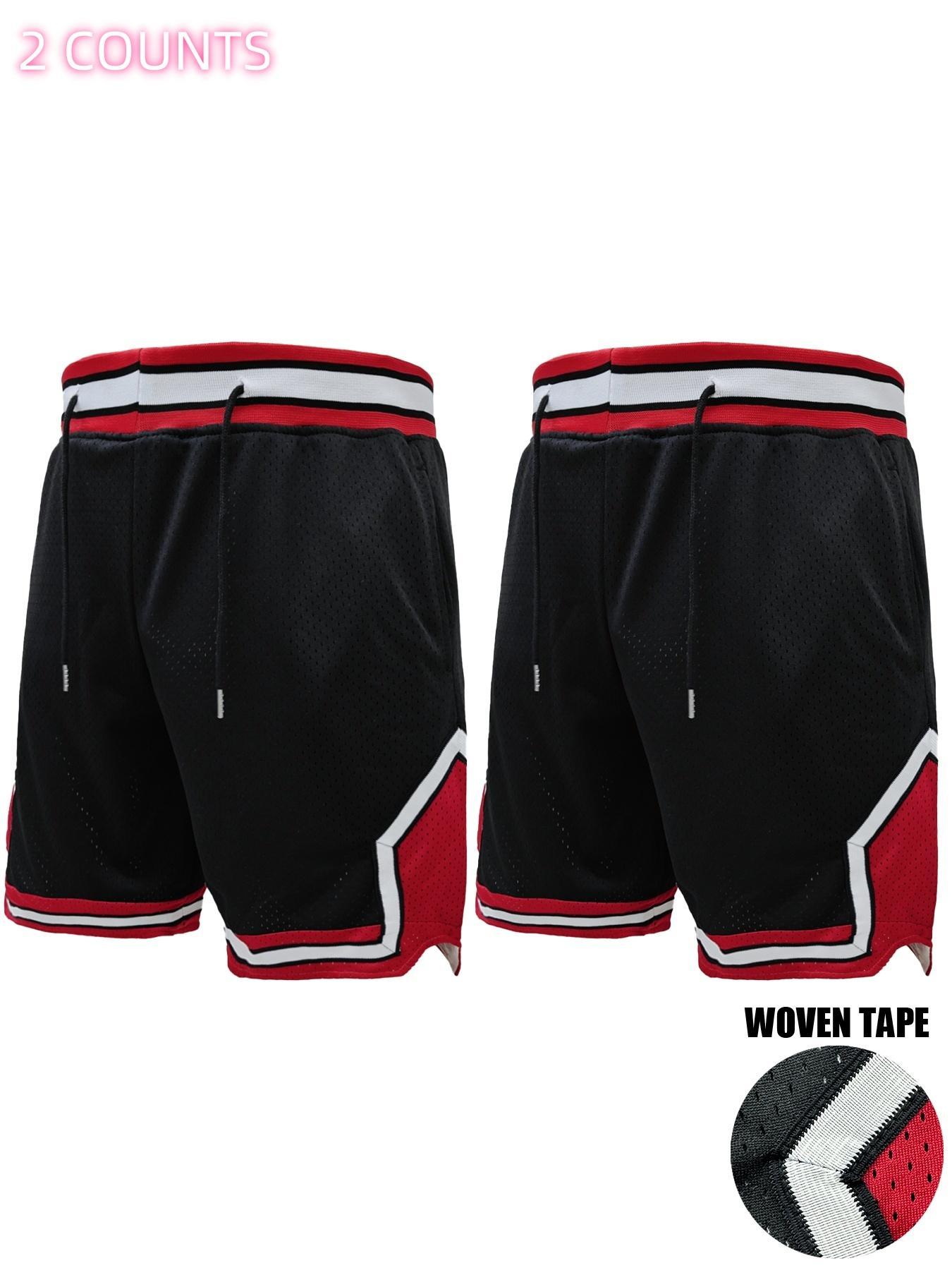 Men's Letter & Figure Print Drawstring Waist Gym Shorts, Casual Breathable Hollow Out Straight Leg Shorts for Daily Wear, Men's Bottoms for All Seasons