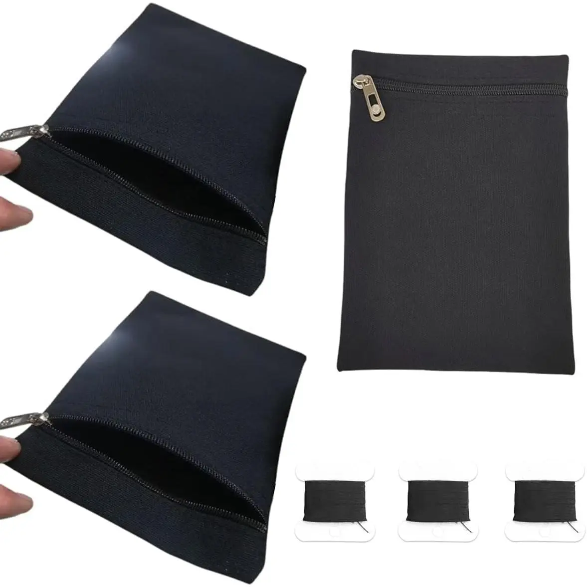 3 Pack Sew-in Side Pocket with Zipper Sewing  Jacket Inside Pockets Anti- Phone Pouch Passport Holder  Travel Wallet Secure Pocket for Jackets Windbreaker Hoodies Sweatshirts Coat
