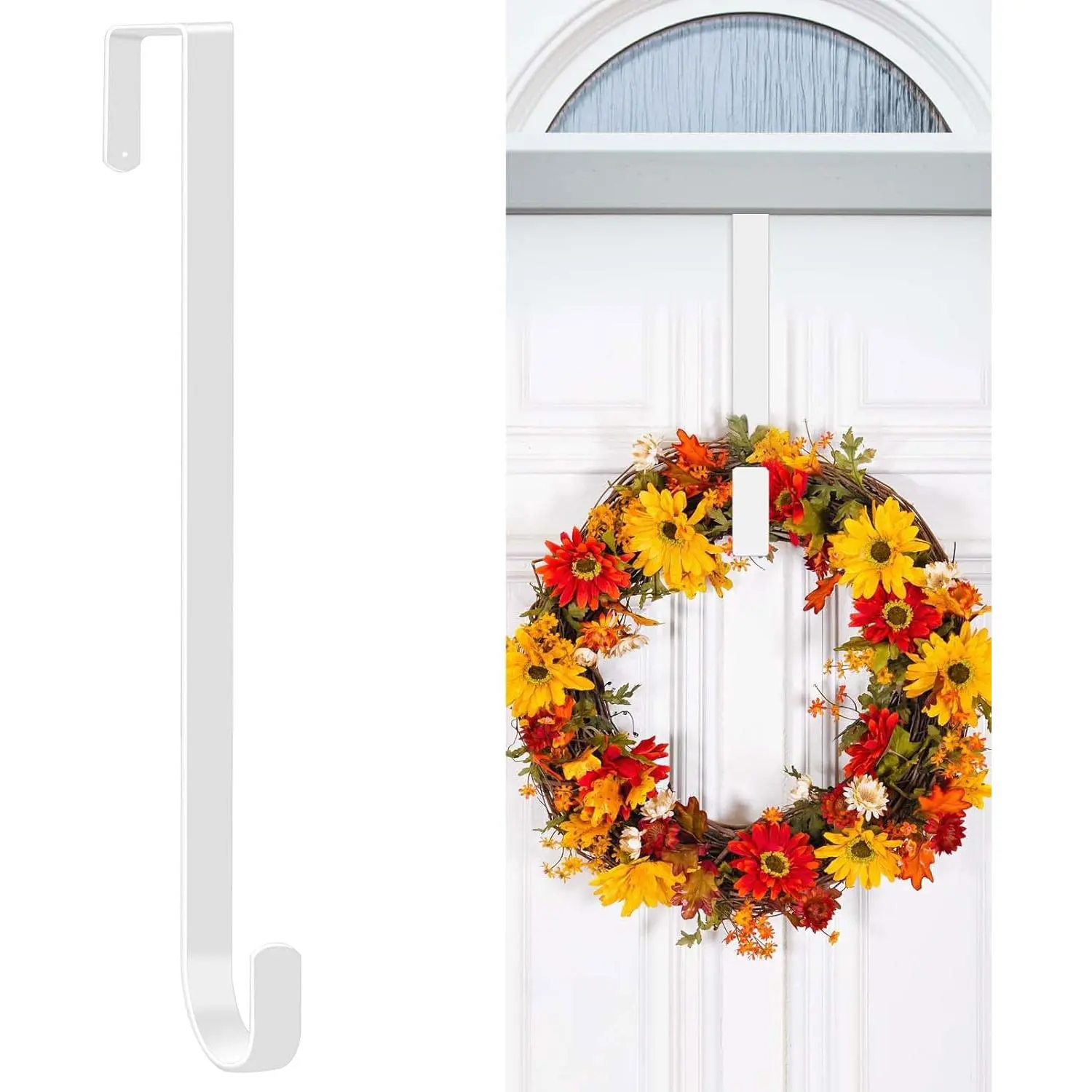15" Wreath Hangers for Front Door, 1 Pack Over The Door Wreath Hanger Hooks for Hanging Spring Easter Fall Decoration, Door Hangers Suitable for Various Doors (White)fidget toys