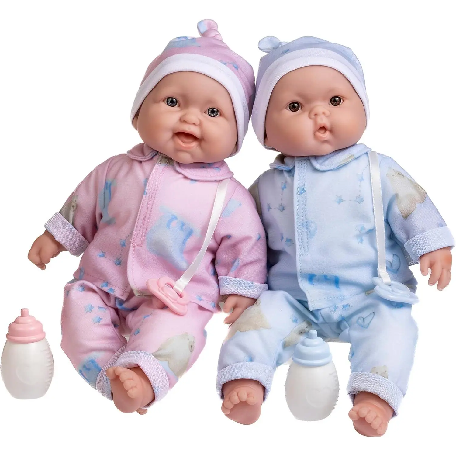13" Realistic Soft Body Baby Dolls| JC Toys - Berenguer Boutique| Twins Gift Set with Removable Outfits and Accessories| Pink and Blue| Caucasian| Ages 2+