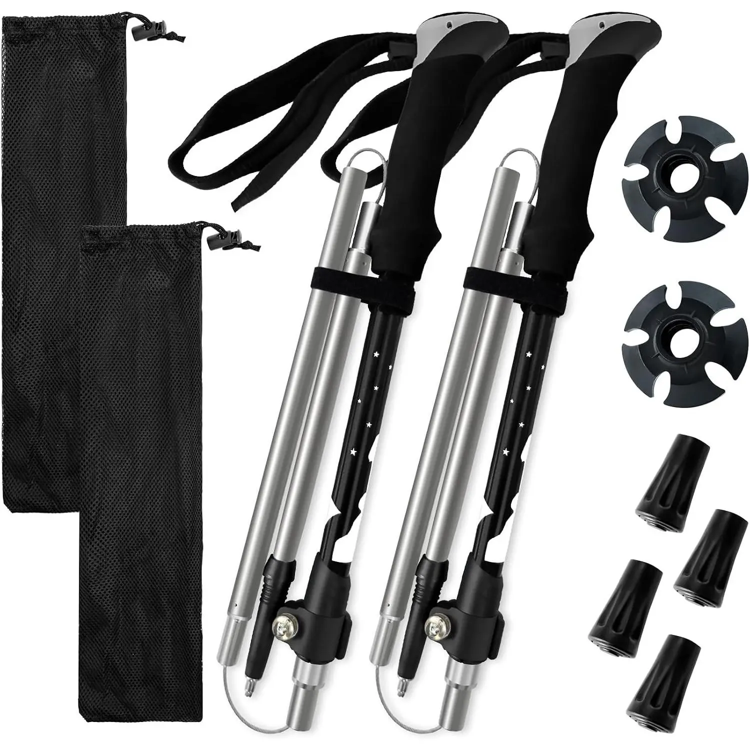 Collapsible Trekking Poles for Hiking - Lightweight Foldable Hiking Poles, 2 Pack Adjustable Aluminum Walking Sticks with for Men, Women, Kids, Seniors, Walking Poles for Backpacking, Camping, TravelGift.