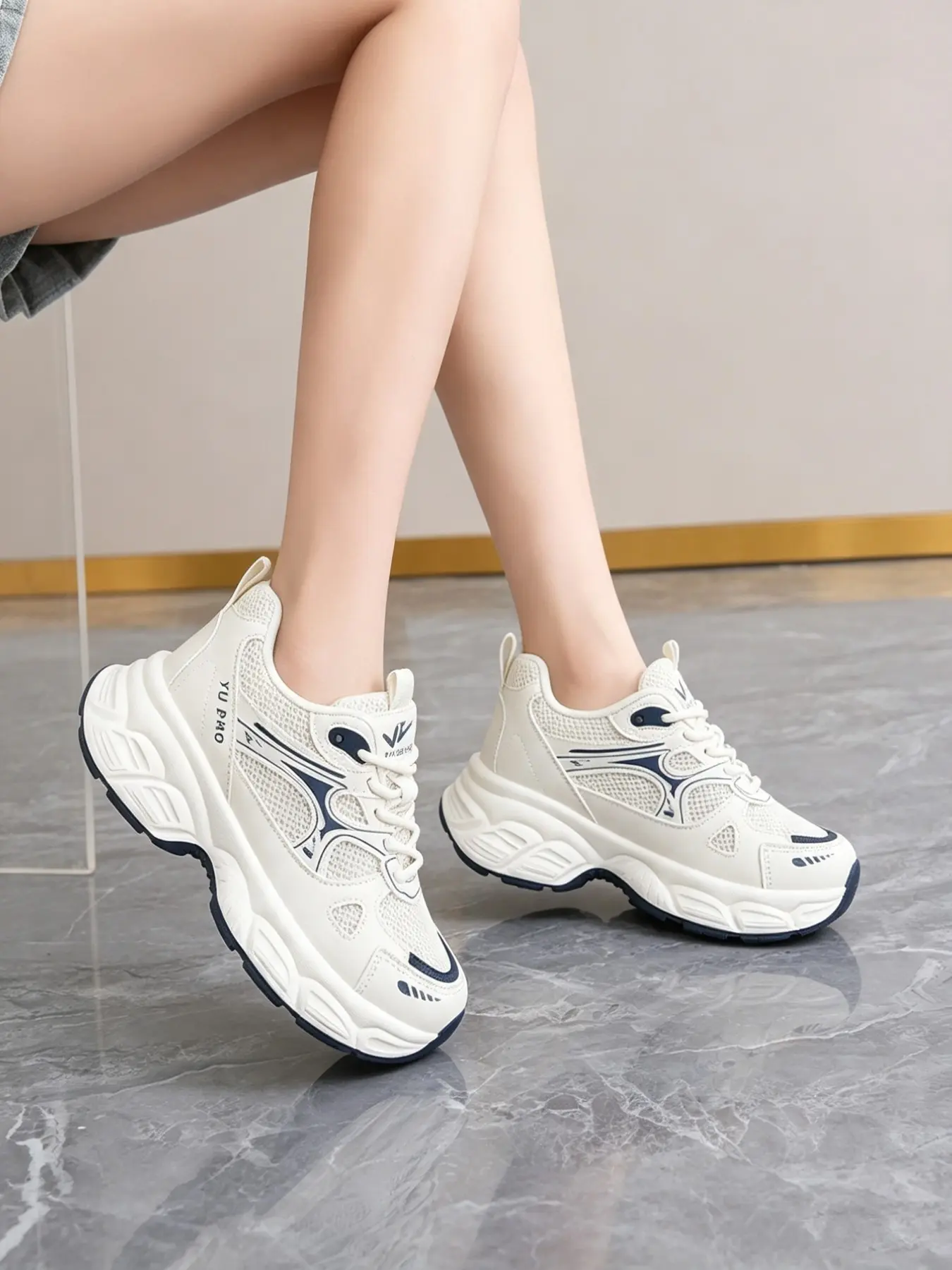 Unisex Fashion Retro Sneakers, Colorblock Thick Sole, Breathable Mesh, Low Top, Casual All-Season Sports Shoes, Perfect for Daily Wear