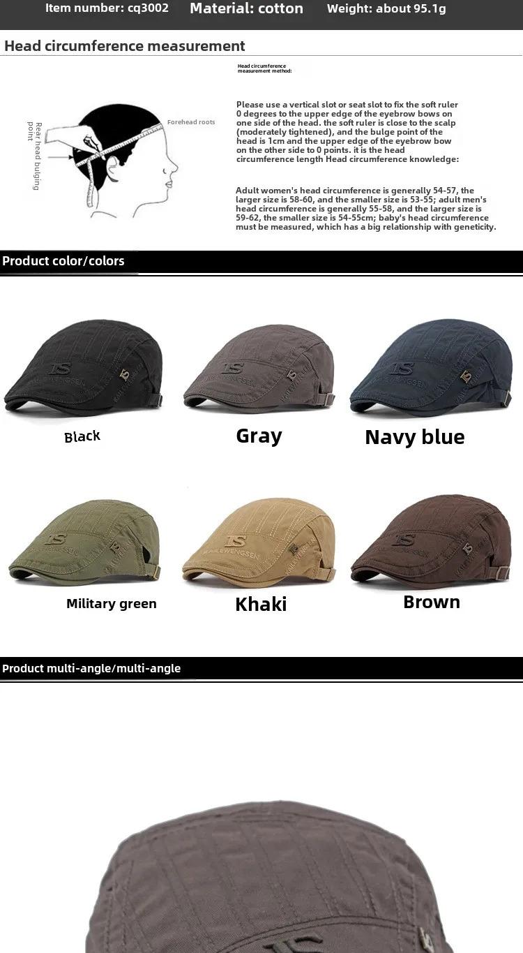 2025 Hat Men's Spring Summer  Embroidery Cotton Cap British Vintage Fashion Forward Hat Women's Casual Beret Youth Hat