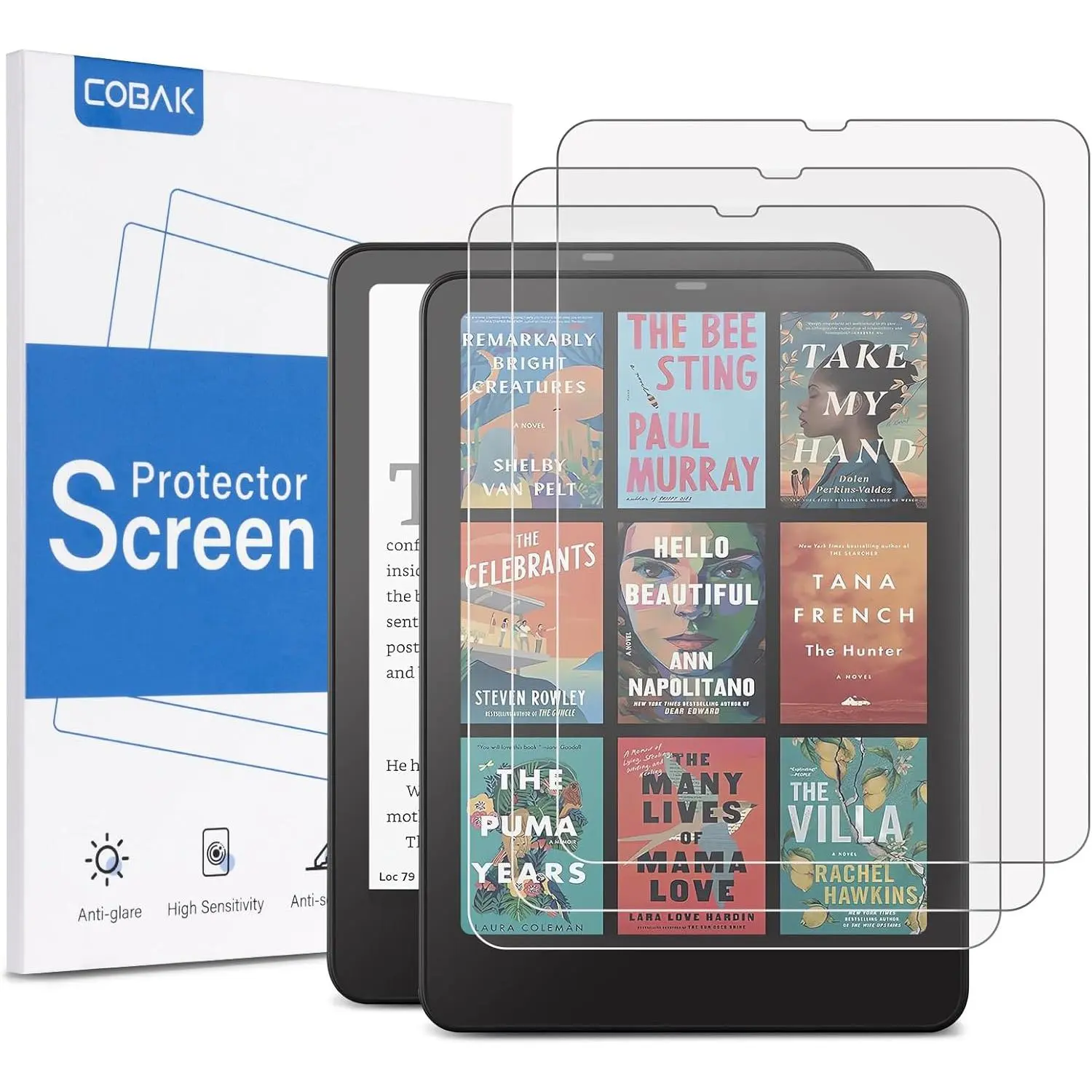 CoBak 3-Pack Protective Anti-Glare Matte Screen Protector - Fine-Grit Texture PET Film for 7" Kindle Paperwhite 12th Gen 2024, Colorsoft Signature Edition, Kobo Aura 2 & 7" Boox e-Book Reader - High Clarity, Fingerprint Resistant Accessories, 3 Pieces, Pr