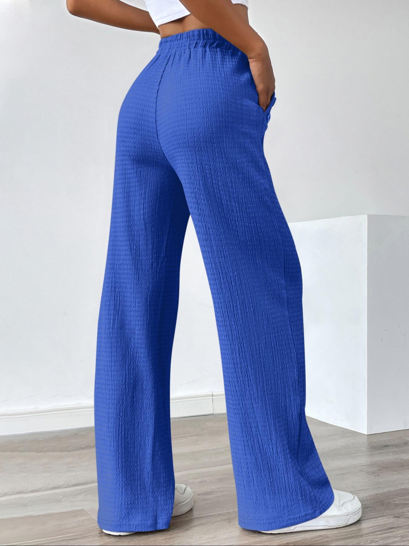 Women's Autumn Casual Faux Drawstring Texture Pocket Pants, Comfortable Fit Long Trousers for Daily Wear, Stylish Ladies' Fashion Apparel, Womenswear, Bottoms