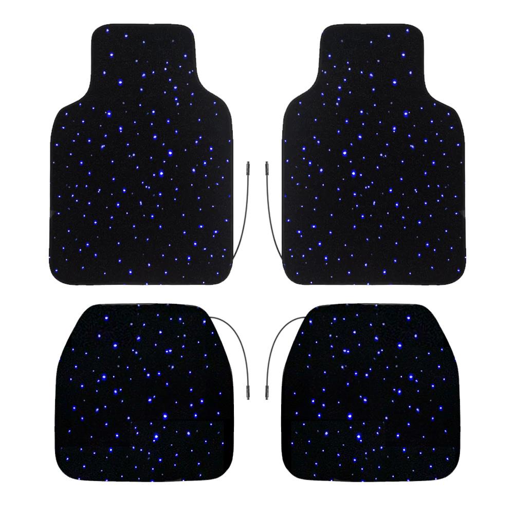 Luxury Starlight LED Car Floor Mats, 4pcs Starry Star Light Floor Mats Fiber Optic Lights APP/Remote Control Music Mode Sound Activated Interior Lights for Cars, SUVs, Trucks
