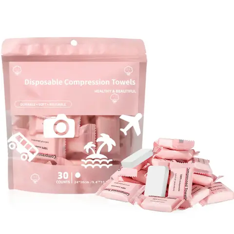 Disposable Compression Towel Tablets, 30 Pieces Disposable Facial Towels Lightweight Portable Face Towels, Ideal for Home, Camping, Travel, Gym, Hand Cleaning, Makeup Removal
