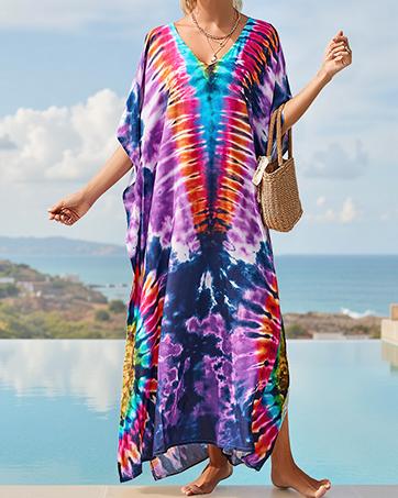 Kaftan Dresses for Women Plus Size Bathing Suit Cover up Vneck Batwing Dress Loose fit Moroccan Caftan mumu Dresses