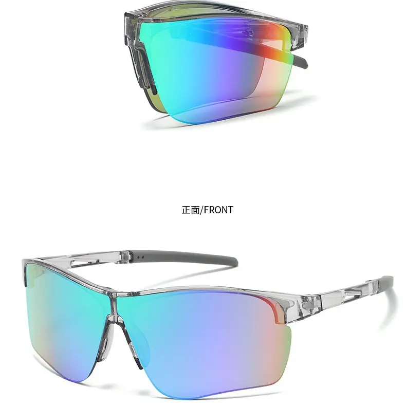 Unisex Lightweight Foldable Wind-Resistant Sand-Resistant Sports Sunglasses with UV Protection, Low-Light Shades, Plain Design for Outdoor Cycling