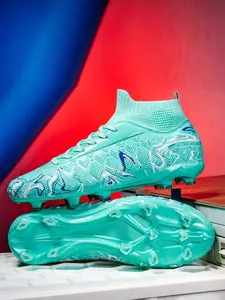 Unisex High-Top Soccer Shoes, Sports Football Shoes, Anti-Slip Durable PU Leather, Ag Cleats, Ideal for Mud and Short Grass Fields, Men's & Women's Football Boots