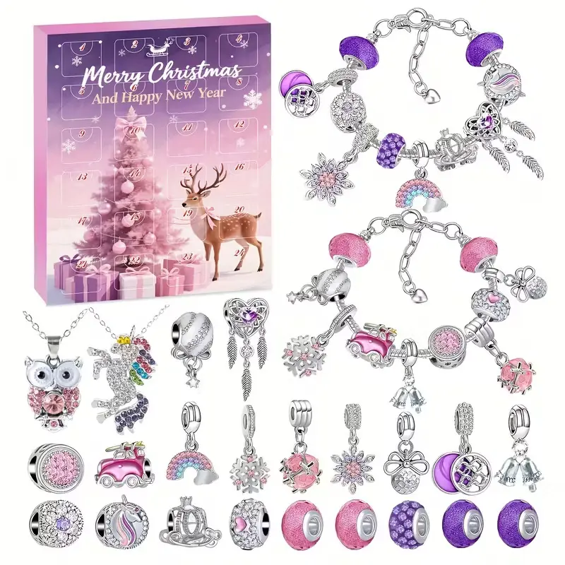 Christmas Countdown Calendar Gift Box Set, 24 Days Advent Necklace Box, Jewelry, Perfect for Christmas Thanksgiving New Year Winter Gifts