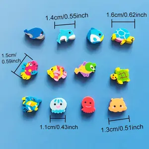 12pcs mini marine animal shaped eraser, mini tropical fish shaped eraser, very small eraser, imitation octopus eraser, turtle eraser, imitation whale eraser, eraser and correction supplies random styles