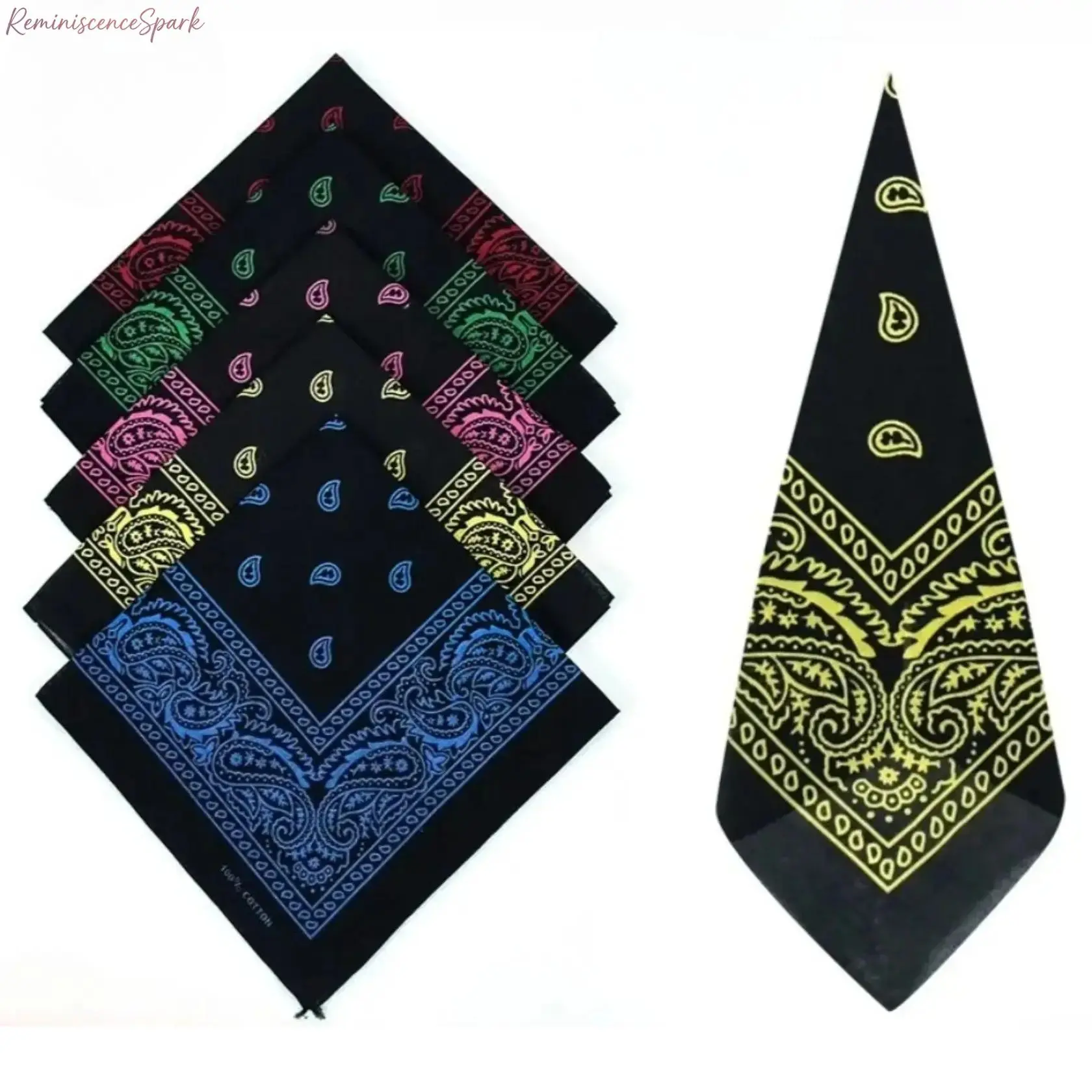 5-Pack Paisley Print Cotton Bandana Set, Unisex Hip Hop Head Wrap Scarves, Sweat Wicking Breathable Fabric, Multi Purpose Headband Accessory for Cycling, Dancing, Hiking, Daily Streetwear & Outdoor Activities