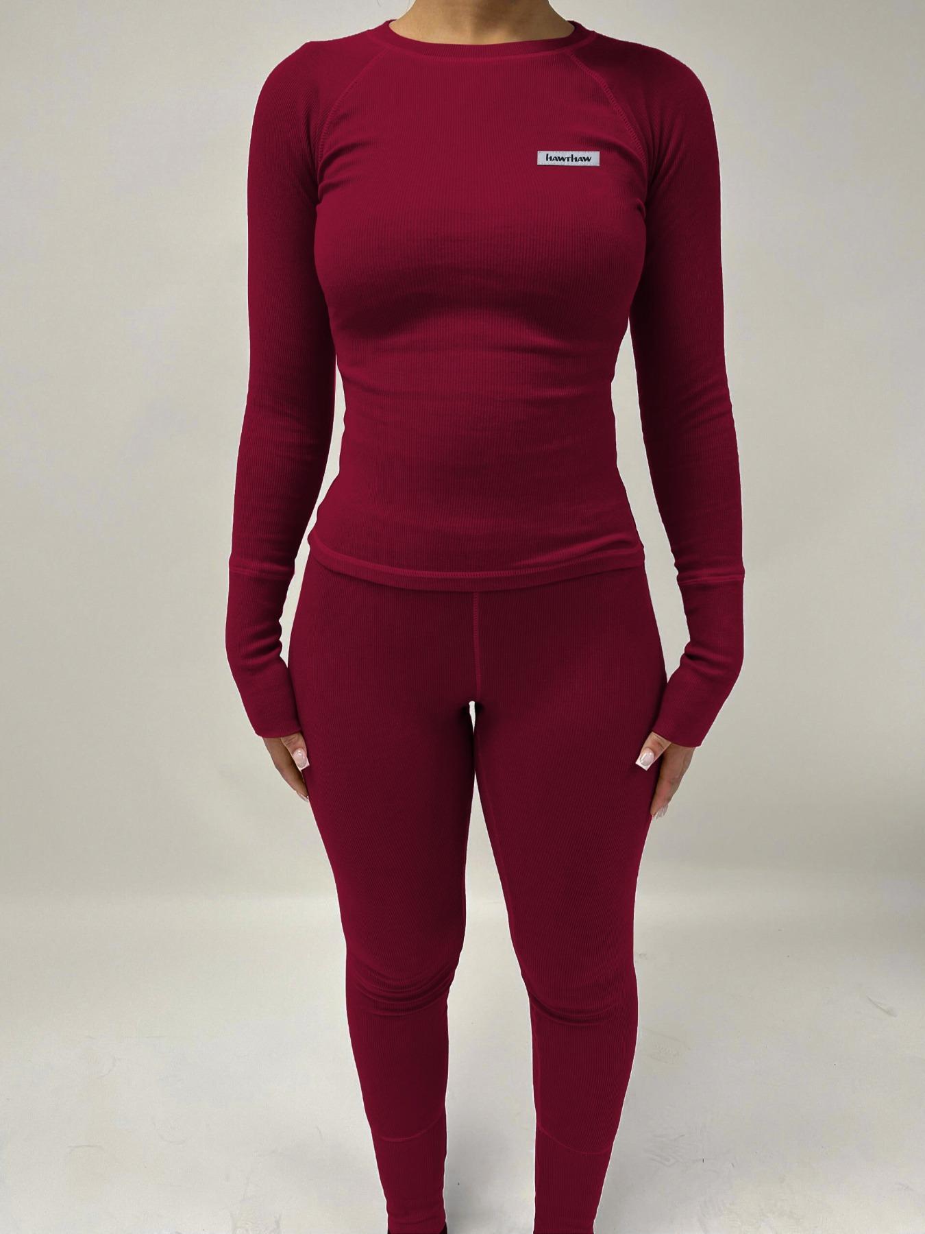 Women's Letter Patched Raglan Sleeve Tee & Skinny Pants Set, Casual Long Sleeve Round Neck T-shirt & Trousers Two-piece Set for Fall & Winter