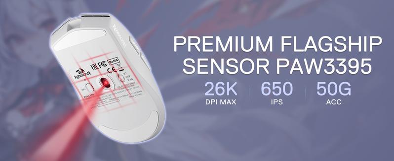 Redragon M916AK PRO 3-Mode Anime Gaming Mouse, 42G Ultra-Light 26K DPI Gaming Mouse w/Ergonomic Natural Grip Build, Full Programmable Buttons, Software Supports DIY Keybinds & DPI