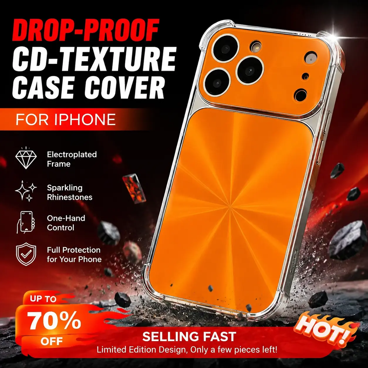 Quad-corner Drop-proof CD-texture Case for iPhone - Limited Edition Design, Only a Few Pieces Left!