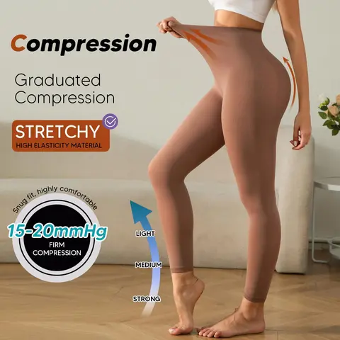 Women's Basic Fitted Footless Compression Pantyhose - 15-20mmHg High Stretch Opaque Nylon Tights, Anti-Varicose Gradient Support, Sexy Chic, Easy On for Nurses, Ideal for Fitness & Party Use