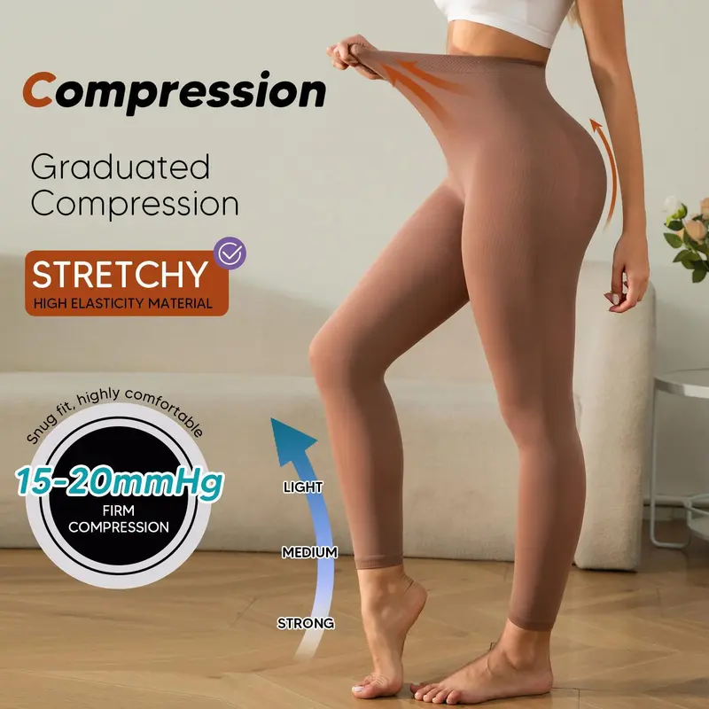 Women's Basic Fitted Footless Compression Pantyhose - 15-20mmHg High Stretch Opaque Nylon Tights, Anti-Varicose Gradient Support, Sexy Chic, Easy On for Nurses, Ideal for Fitness & Party Use