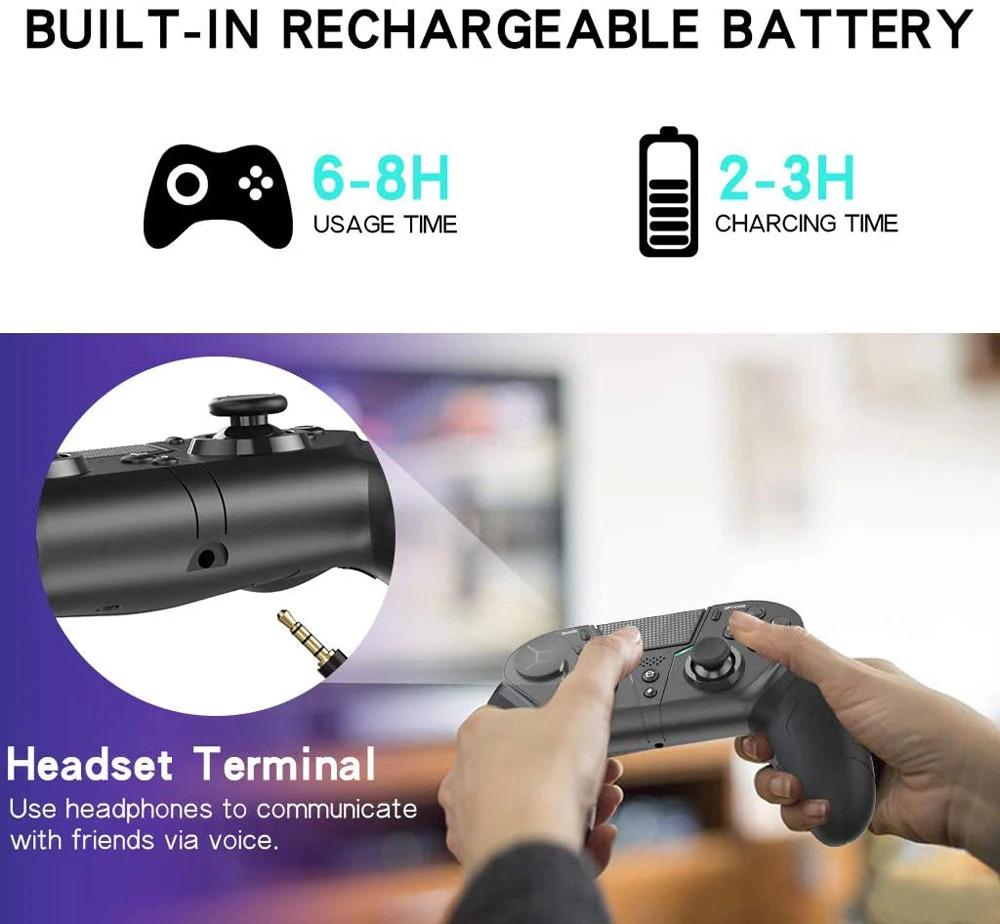 Wireless Pro Controller for PS4 PS3 PC Android TV Bluetooth Gamepad with Dual Vibration Ergonomic Design Rechargeable Lithium Battery