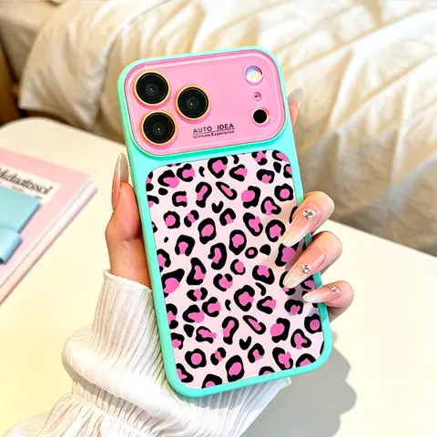 Dopamine Color Block Fashion Pink Leopard Print Phone Case,for iPhone 18 Pro Max 17 Air 17Pro 16 15 14 13 Pro Max,Animal Pattern Gift,Hot Pink Cheetah Skin Design,Stylish Leopard Spots Theme,Trendy Wild Pattern Idea,Bold Animal Print Lover Present