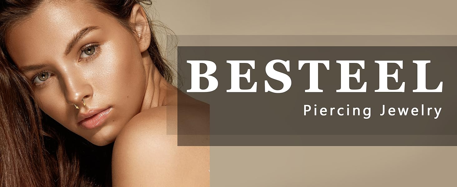 BESTEEL 20Pcs Gold Septum Rings 16G Small Septum Jewelry Surgical Steel Septum Clicker Dangle Nose Rings Hoops for Women Men Cute Star Bee CZ Heart Butterfly Chain Septum Rings Septum Piercing Jewelry Dainty Decoration