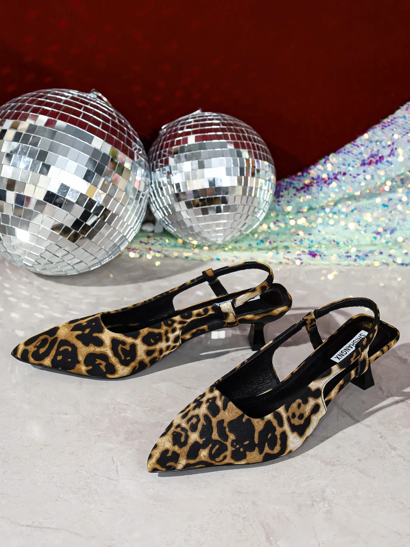 Women Pointed Toe Slingback Heels Trendy Leopard Print Adjustable Ankle Strap Kitten Heel Pumps Office Date Night Club Wedding Guest Daily Outfits 1 Color Classic Leopard Footwear