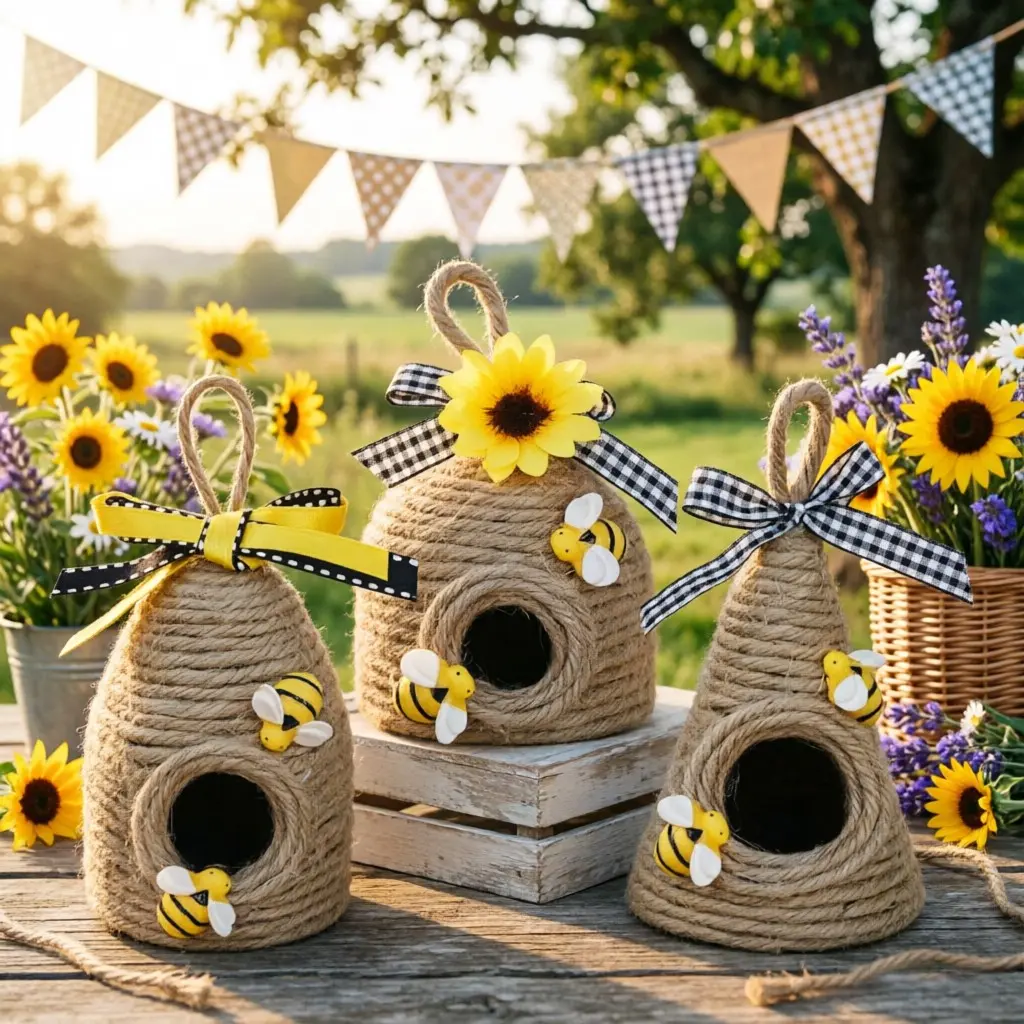 Country Style Beehive Decor Set, 3-Piece Natural Honeycomb, Spring/summer Kitchen Table Centerpiece Tray Decoration, Farmhouse Home Decor