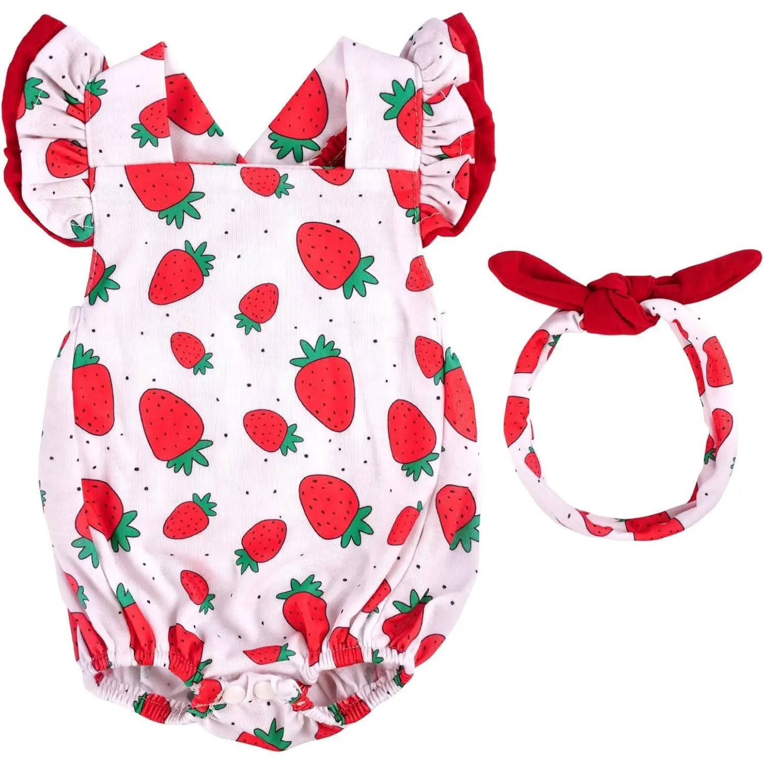 Doll Clothing Set for 18-20 Inch Reborn Girl Dolls - Sweet Sleeveless Strawberry Bodysuit & Accessories Set, Themed Play Gift for Kids 3-6 Years, Stylish Doll Clothes