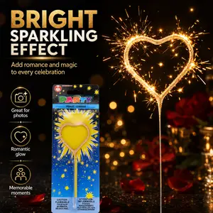 Heart-Shaped Sparkler Candles Romantic Cake Topper Decor for Birthday Wedding Valentine Party
