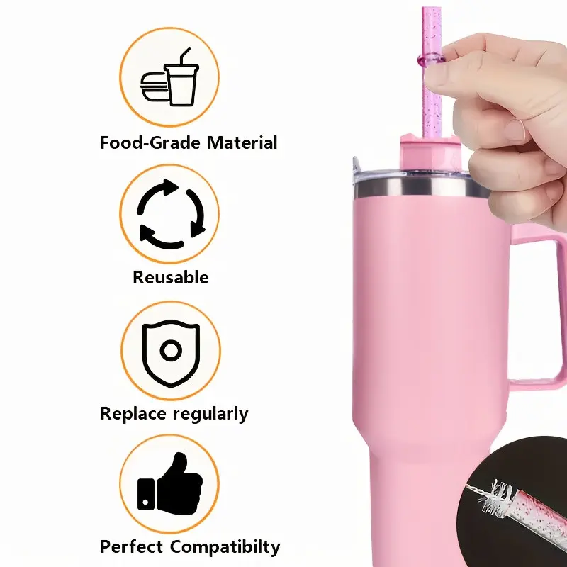 6-Pack Reusable Plastic Straws, Fits Various Cup Sizes, Portable for Outdoor Daily Use, Random Colors, Ideal for Travel and Home, Drinking Straws