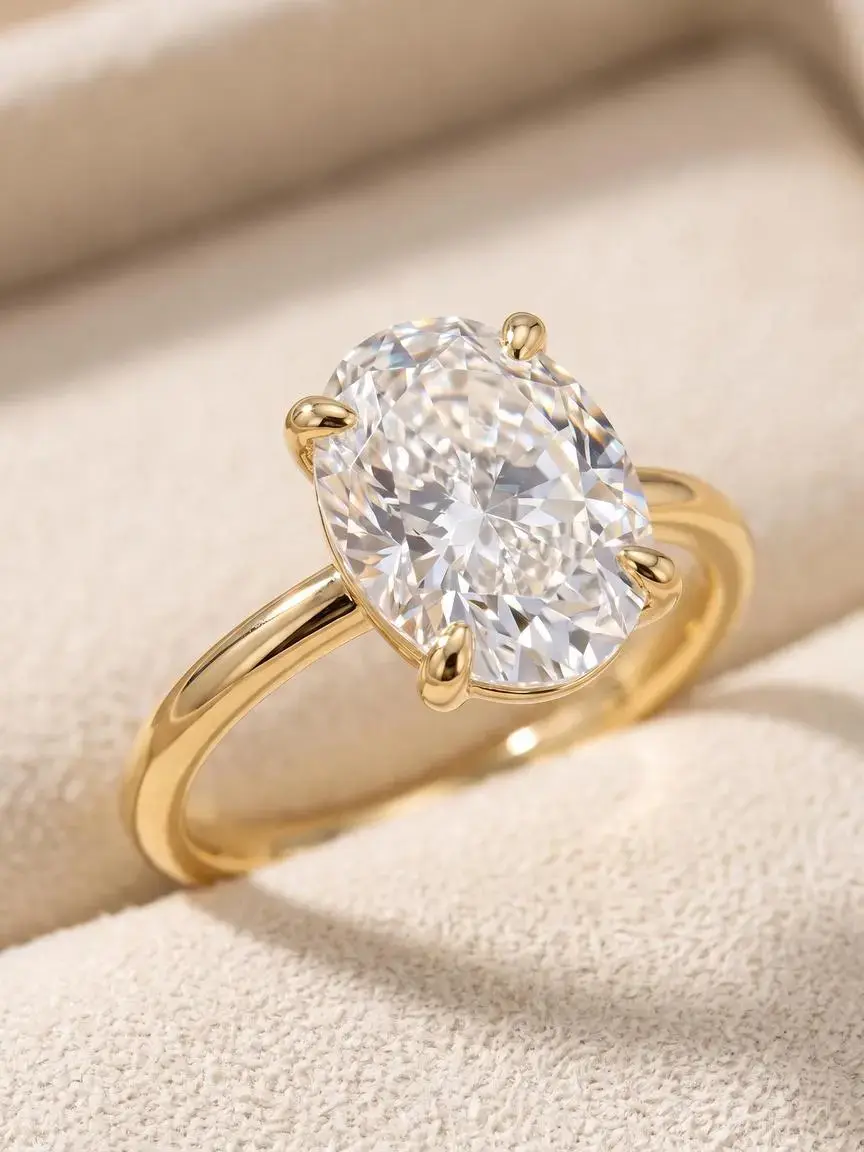 Women's Ultra-Shiny Oval Zircon Ring, Imitation Diamond Ring, Luxury High-End Feel, Large Carat Long Oval Cut Engagement Ring, Solitaire Engagement Ring, Wedding Engagement Ring