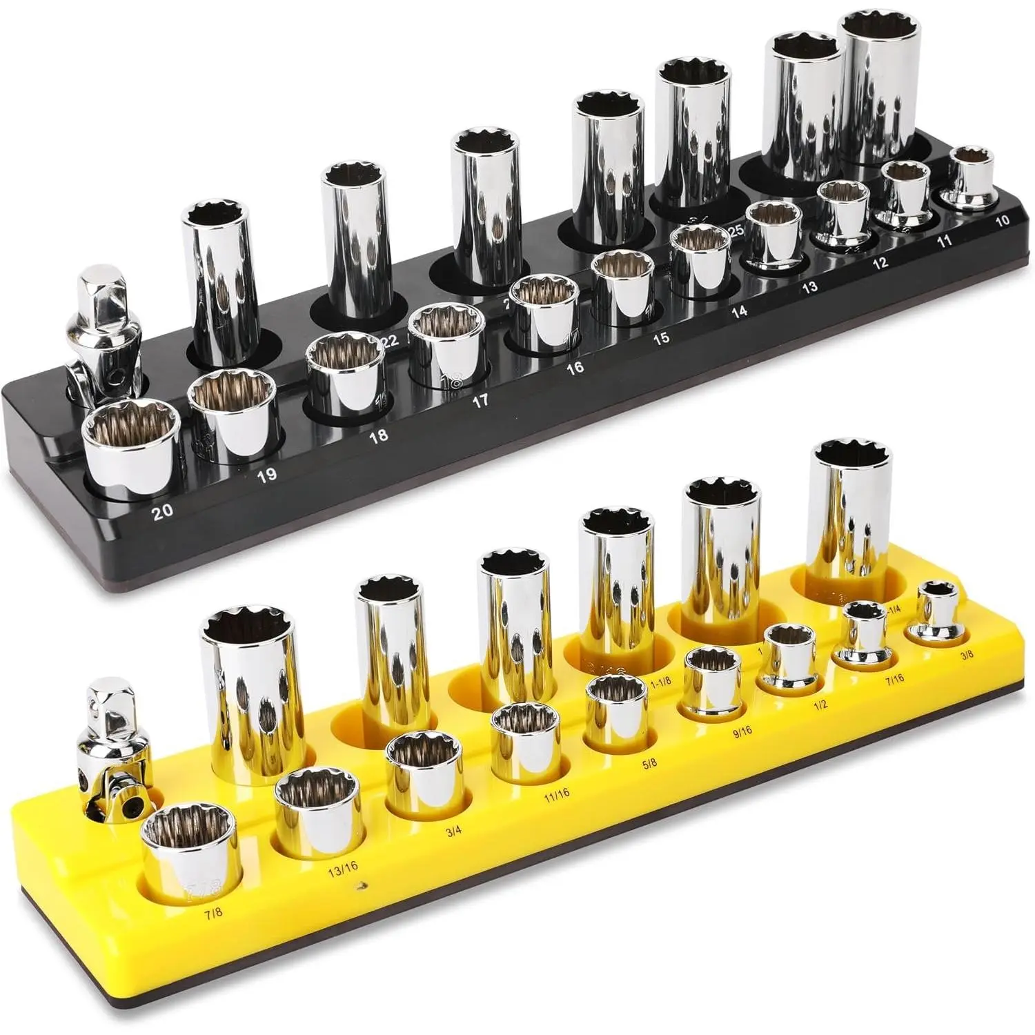 Socket Organizer Set 2 count Socket Holder Set Includes 1/2" Drive Metric SAE Socket Trays
