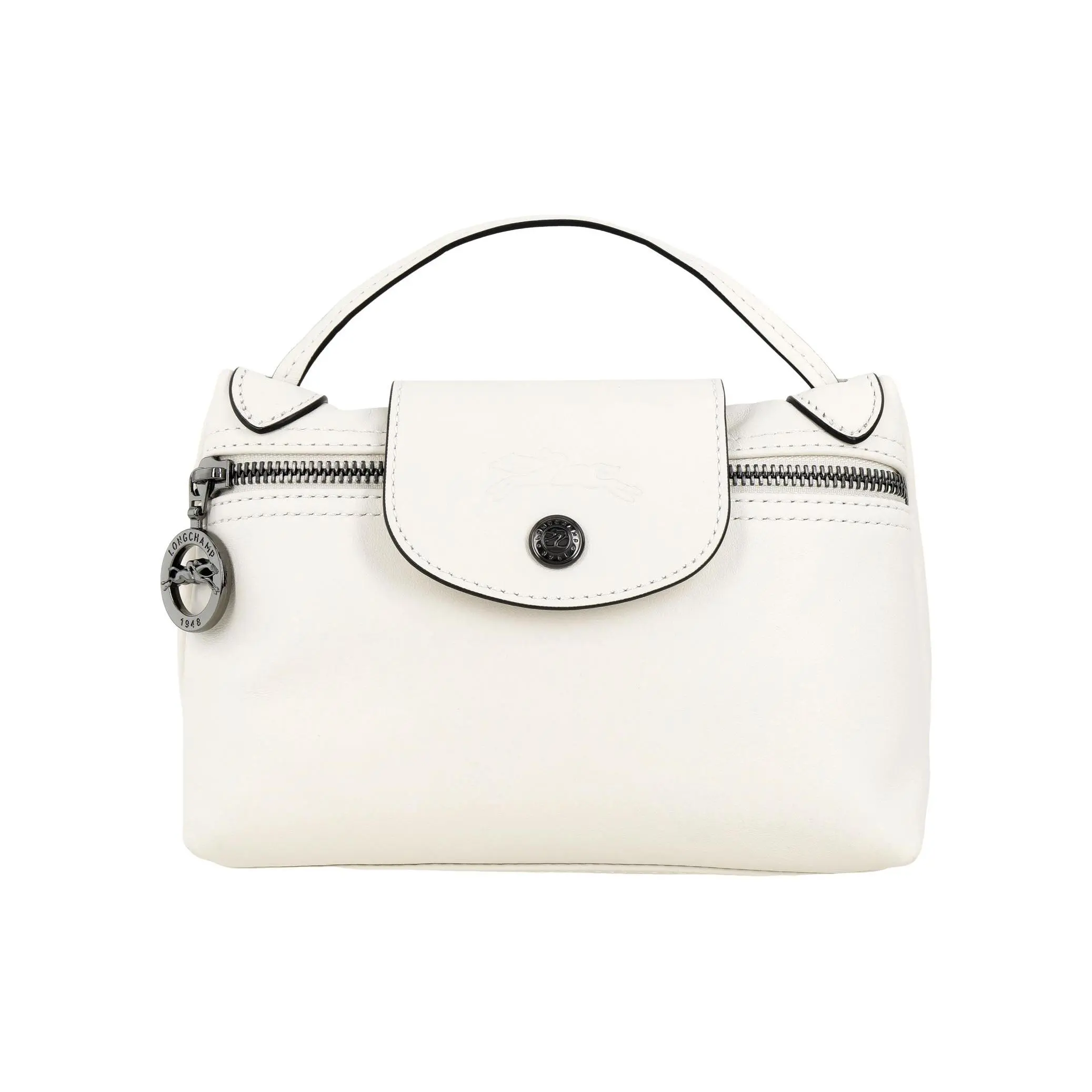 Longchamp Le Pliage Shoulder Bag for Women – Trendy Snap-and-Zip Closure, Genuine Leather, Mahjong-Inspired Design, Beige