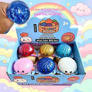 Glitter Dumpling Squishy with Box, Soft Sensory Squeeze Toy for Stress Relief, Mystery Glitter Dumplings, Decompression Dough, Not Blind Box, You Can Choose Your Favorite Color Freely