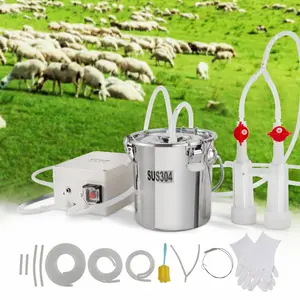 VEVOR Goat Milking Machine, 6 L 304 Stainless Steel Bucket, Electric Automatic Pulsation Vacuum Milker, Portable Milker with Food - grade Silicone Cups and Tubes, Adjustable Suction for Cows and Sheep