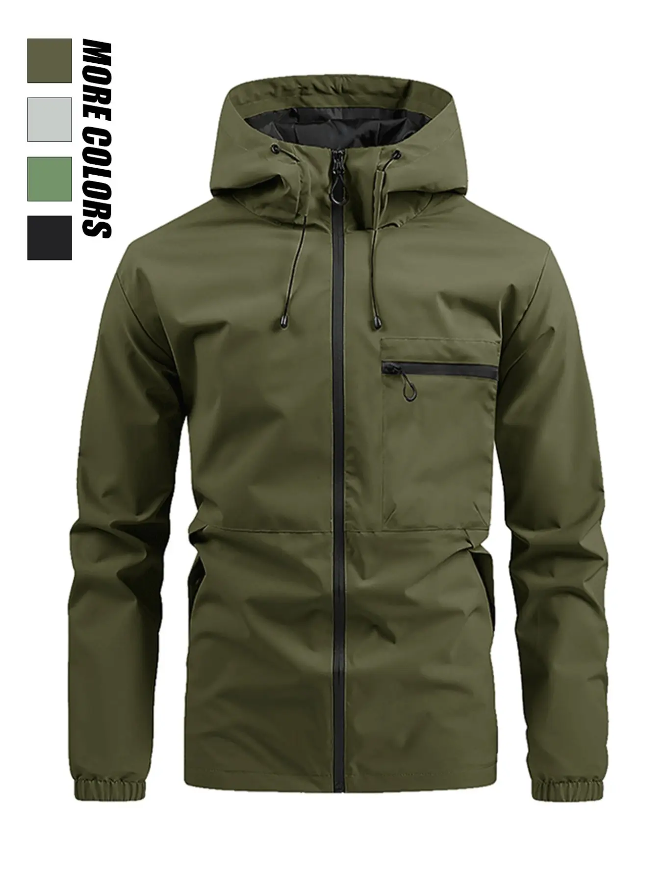 New Men's Jacket Fashion Casual Hooded Solid Color Multi-Pocket Workwear Outdoor Windbreaker Coat, Stylish and Functional Outerwear, Fall Outerwear