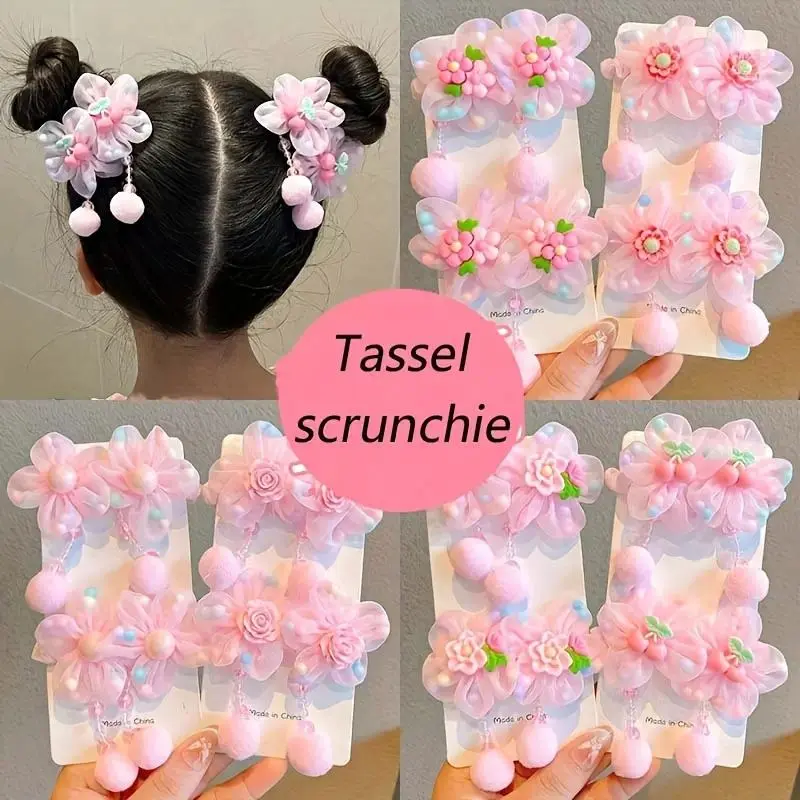 12pcs Elegant 3-14y Kids' Non-Damaging High-Elasticity Fashion Headbands - Prop 65 Safe Flower Imitation Pearl Tassel Hair Accessories with Rose Bow, Holiday Gift, Hair Accessories Kit, Elastic Hair Accessory, Headpiece